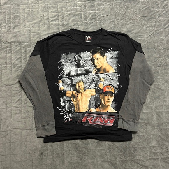 Vintage WWE John Cena, Batista, Triple H Thermal Long Sleeve Shirt Youth Medium - Picture 1 of 7